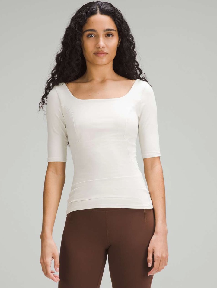 Lululemon Bone Half-Sleeve Close-To-Body Shelf T-Shirt Size 12